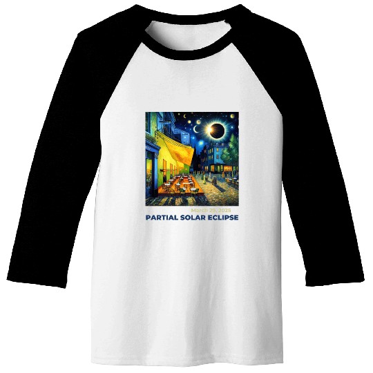 March 29, 2025 Partial Solar Eclipse Night Scene Baseball Tees