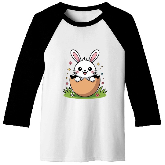 Easter Bunny Hatching Kawaii Egg Baseball Tees