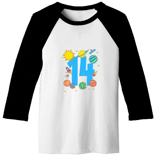 Space Adventure Number 14 Birthday Baseball Tees