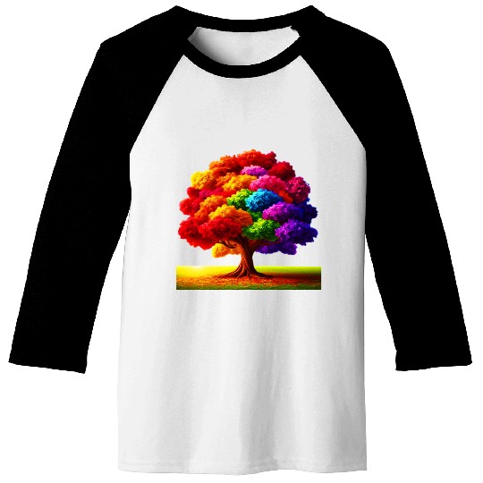 Rainbow colours Spectrum Tree Baseball Tees