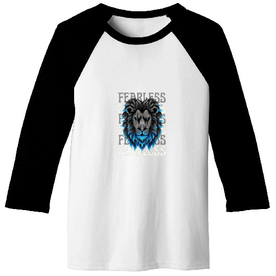 Fearless Lion Graphic Baseball Tees - Bold Motivational Stre