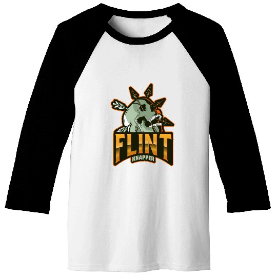 Flint Knapper Skull and Arrows Baseball Tees