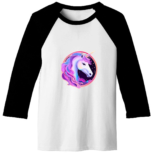 Vibrant Mystic Unicorn Portrait Baseball Tees