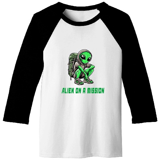 Alien On Mission Baseball Tees