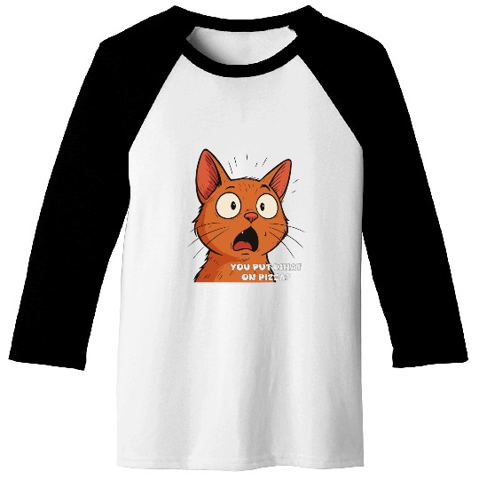 Funny Shocked Cat Meme Baseball Tees