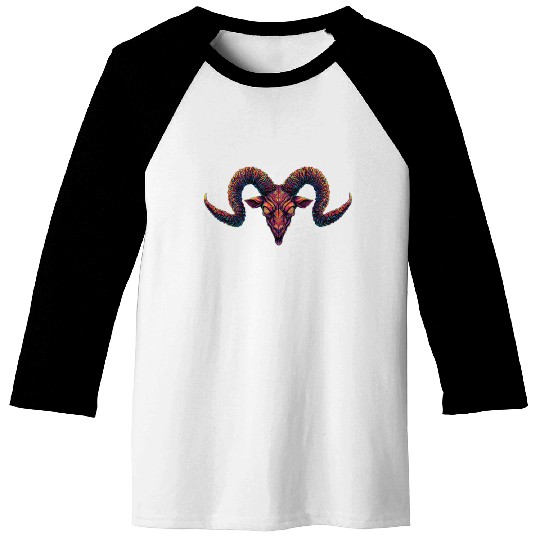 Hypnotic Demon Ram with Psychedelic Spiral Horns Baseball Tees