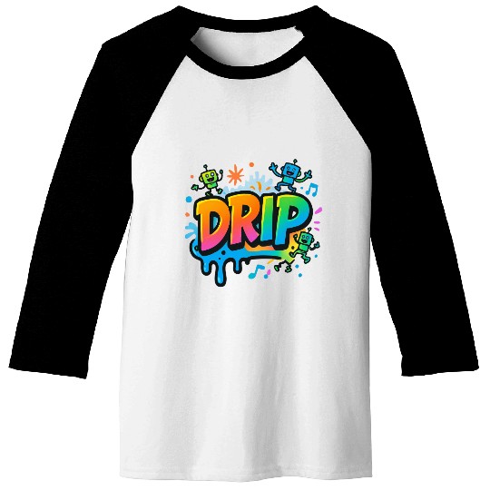 DRIP Graffiti Robot Baseball Tees – Fun Streetwear Style
