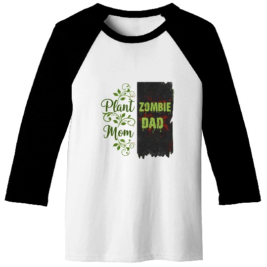 Plant Mom Zombie Dad Couple Design Baseball Tees
