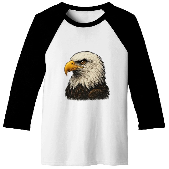 Majestic Bald Eagle Head Illustration Baseball Tees