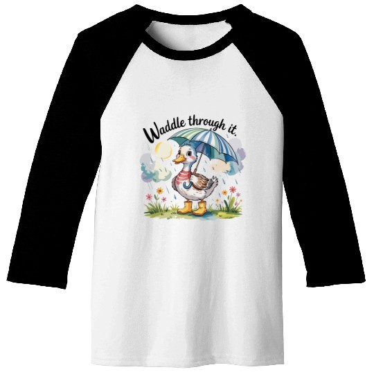 Rainy Day Duck Design Baseball Tees