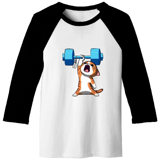 Workout Strength! Tiny Warrior Cat Huge Muscles. Baseball Tees