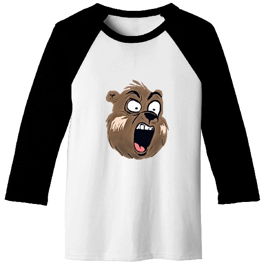 Screaming Bear Face Funny Angry Animal Cartoon Baseball Tees