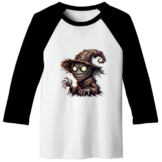 Evil Scarecrow Witch – Creepy Halloween Horror Baseball Tees