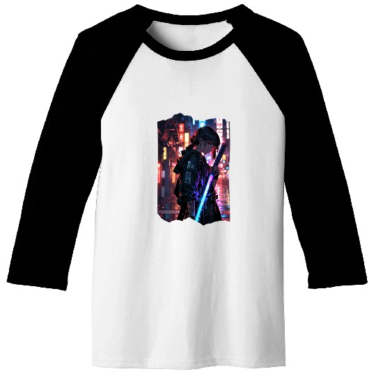 Cyberpunk Samurai Girl Baseball Tees