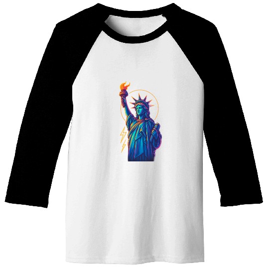 Statue of Liberty Neon Baseball Tees Design