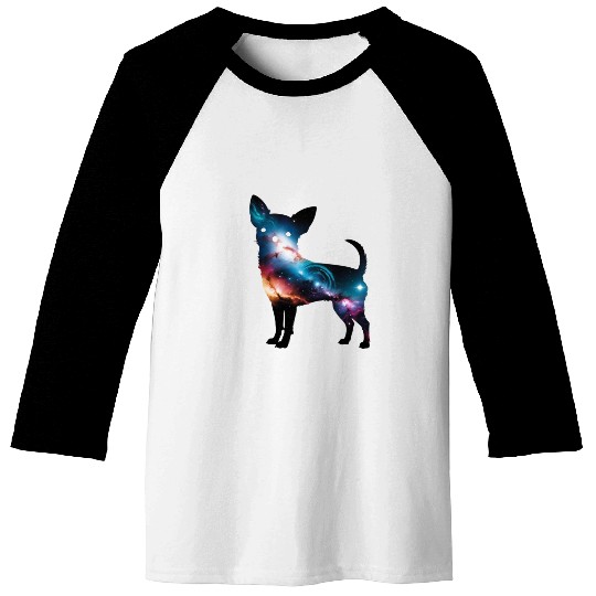 Galaxy Chihuahua Silhouette Baseball Tees
