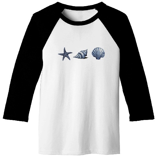 Cute Sea Creatures starfish Ocean Watercolor Baseball Tees