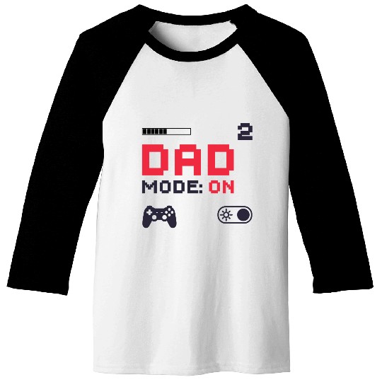 Dad Mode On Retro Gamer Dad Pixel Art Design Baseball Tees