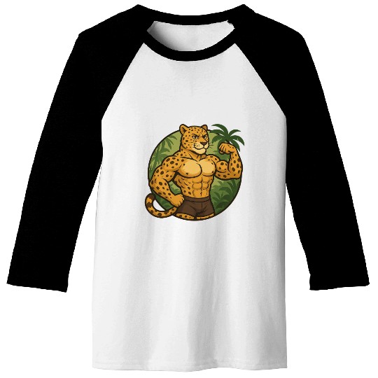 Muscular Jungle Leopard Baseball Tees