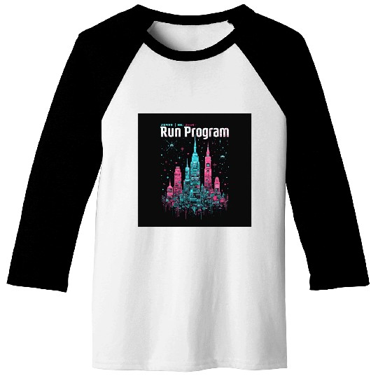 Ruin Program - Cyberpunk Neon Art Design Baseball Tees