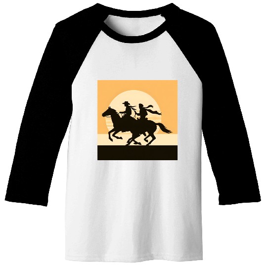 Wild West Cowboy Sunset Ride Baseball Tees