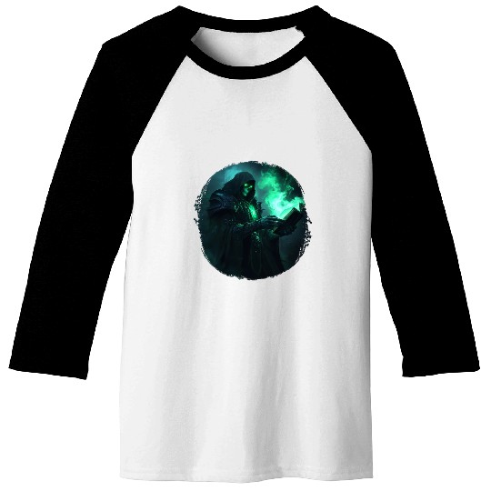 Green Shadow Mage with Burning Spell Book Baseball Tees