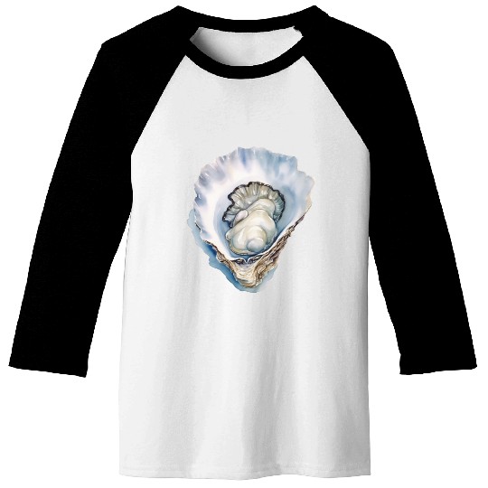 Watercolor Oyster Shell Baseball Tees