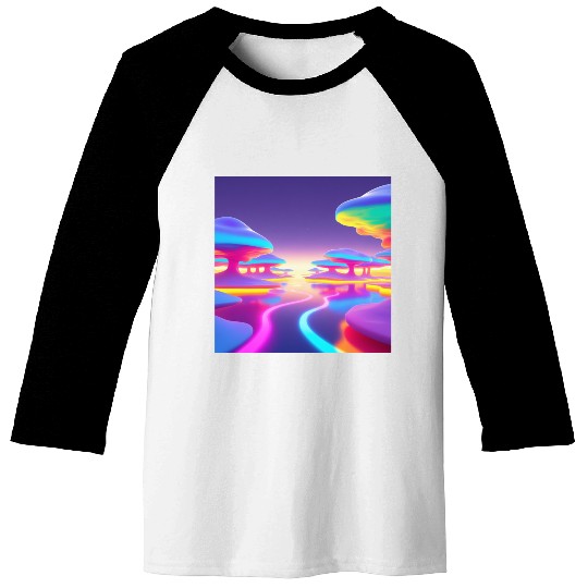 Floating Islands of Light – Psychedelic Minimal Baseball Tees
