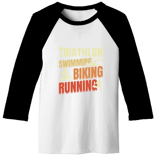 Triathlon Swim Run Cycle Repeat Baseball Tees