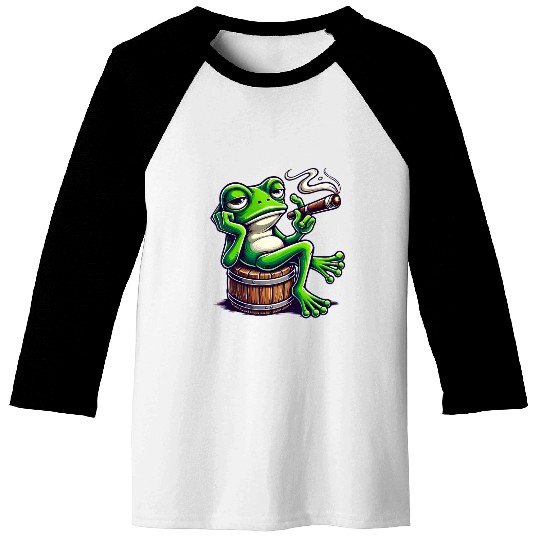 Chill Frog With Cigar Baseball Tees