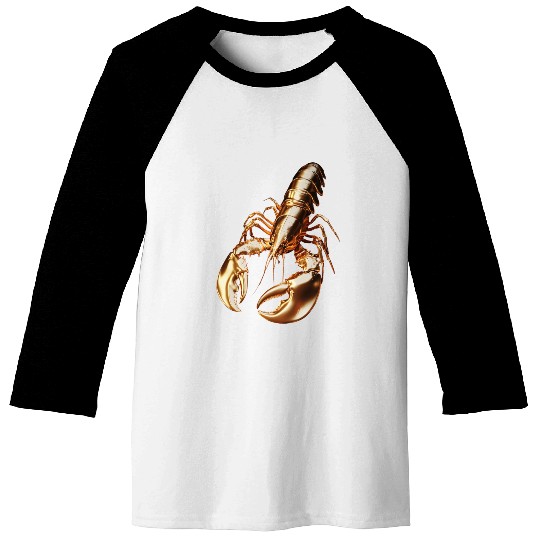 Golden Lobster – Elegant 3D Sea Animal Art Baseball Tees