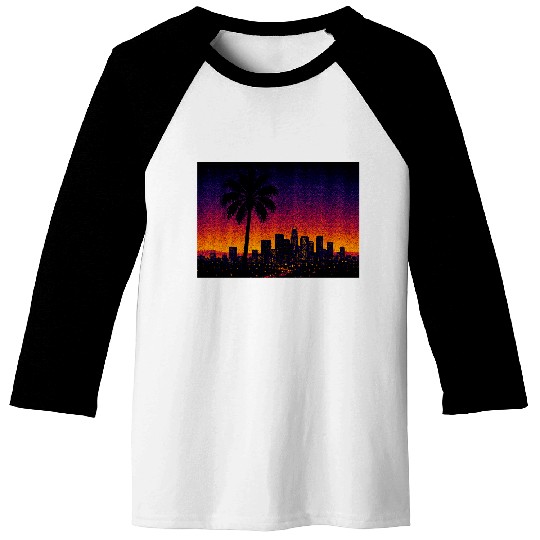 Tokyo Night Skyline Vaporwave Poster Baseball Tees