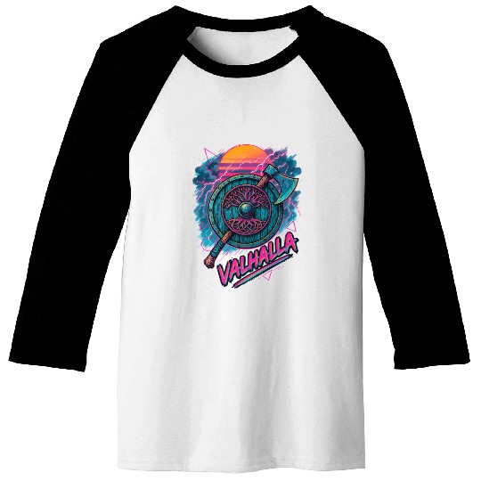 Viking Valhalla Norse Retro Vaporwave Baseball Tees