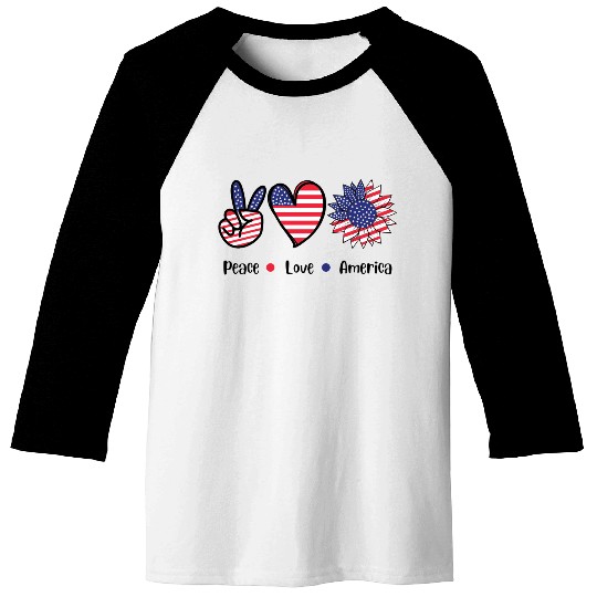 Peace Love America Baseball Tees
