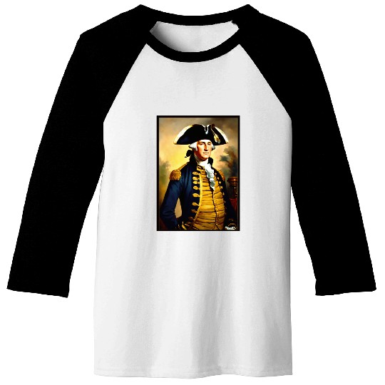 George Washington in revolutionary bttlefield a Baseball Tees