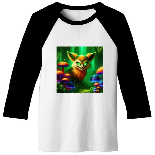 Demon Fox in Enchanted Forest – Fantasy Creature Baseball Tees