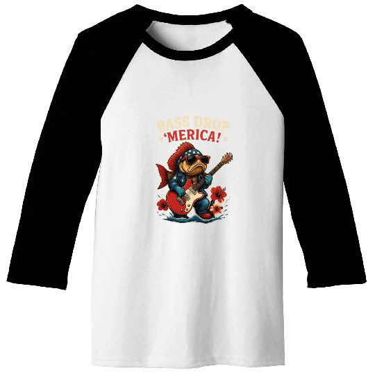 Bass Drop 'Merica! Fishing Baseball Tees