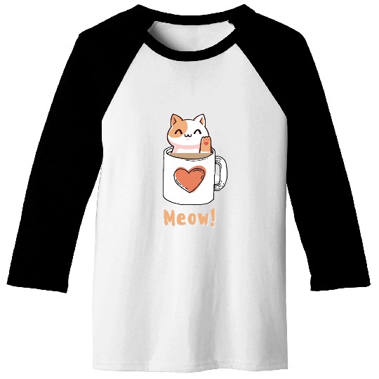 Fluffy kitty tea for women Baseball Tees
