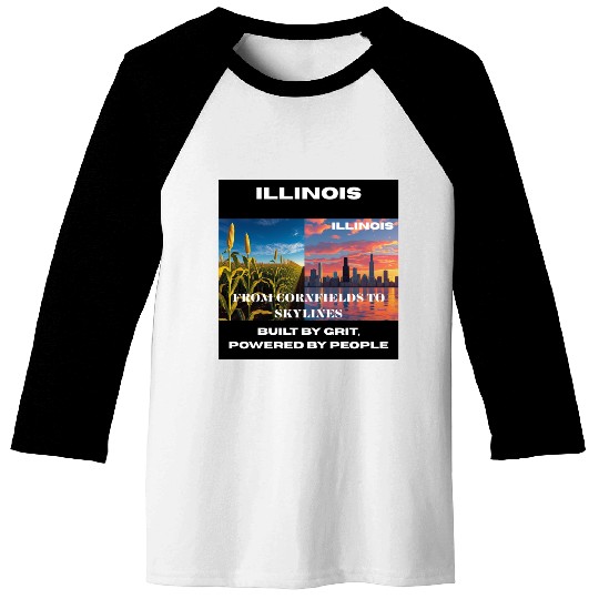 Illinois Midwest Mosaic Art Baseball Tees