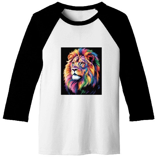 Pride and Power – Majestic Rainbow Lion Head Baseball Tees