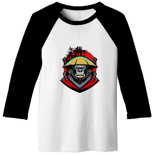 monkey samurai and bamboo sticks Baseball Tees