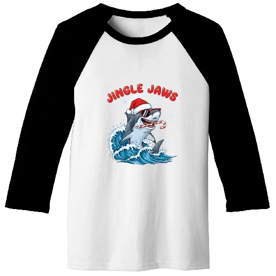 Jingle Jaws – Christmas Holiday with Bite Design Baseball Tees