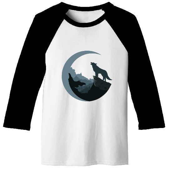 Wolf Moon Silhouette Baseball Tees