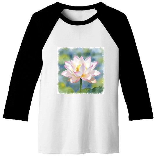 Serene Water Lily Floral Print Baseball Tees