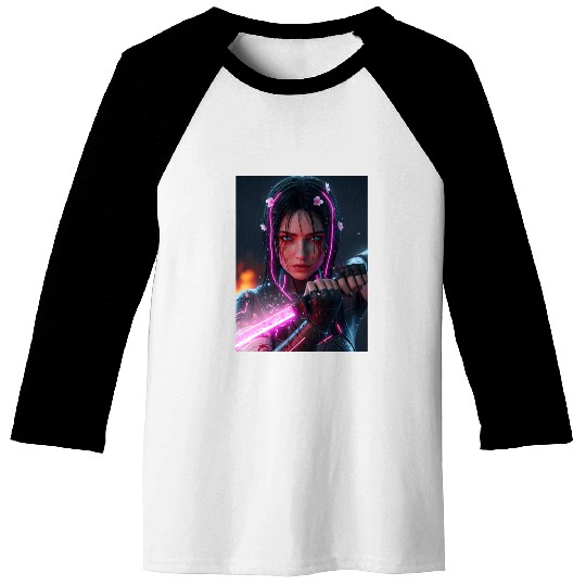 Cyberpunk Samurai Girl Baseball Tees
