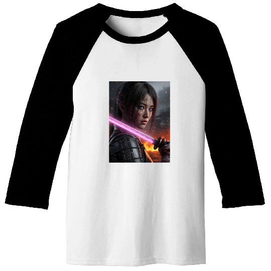 Cyberpunk Samurai Girl Baseball Tees