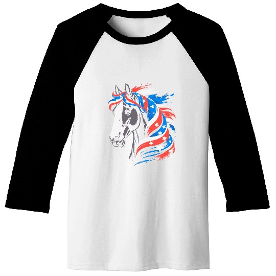 Patriotic Pony with Stars and Stripes Mane Baseball Tees