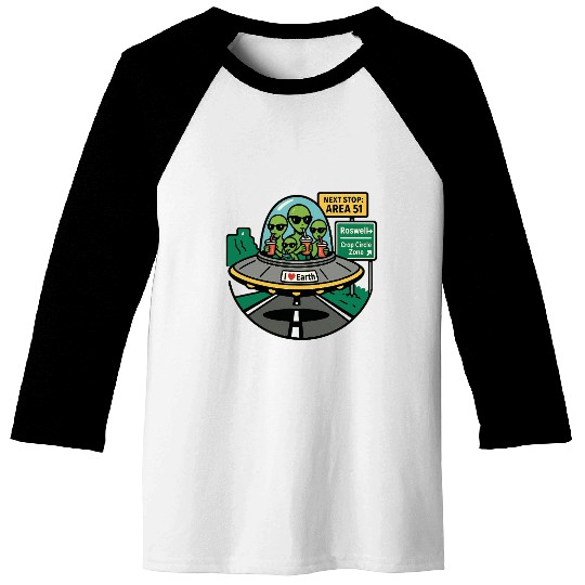 Alien road trip Baseball Tees