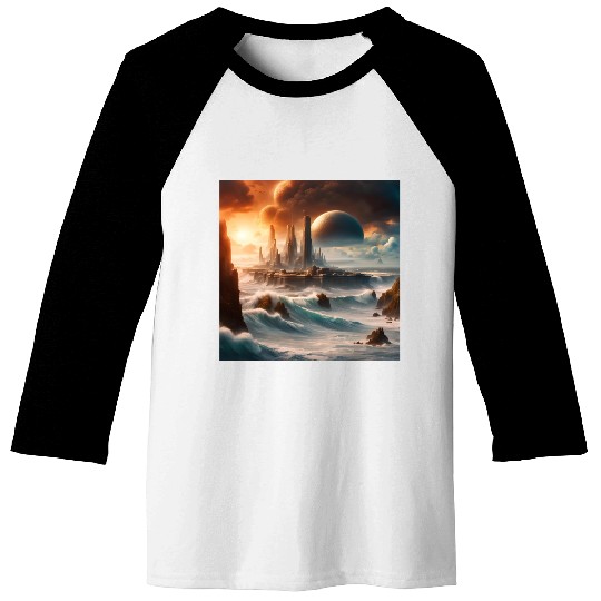 Sci-FI Futuristic Alien Planet Landscape  Baseball Tees