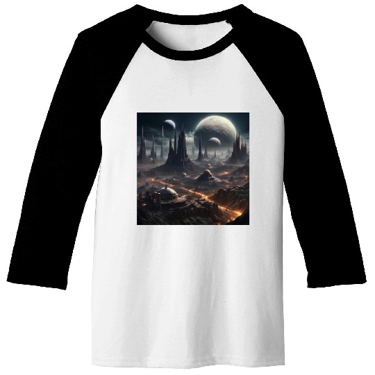 Dark World: Alien Planet Landscape Baseball Tees